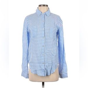 Lily Pulitzer Linen Gingham Blue White Checked Blouse